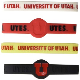 Aminco NcAA Utah Utes Silicone Bracelets, 4-Pack