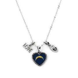 Aminco NFL Los Angeles Chargers Charmed Sport Love Pendant Necklace