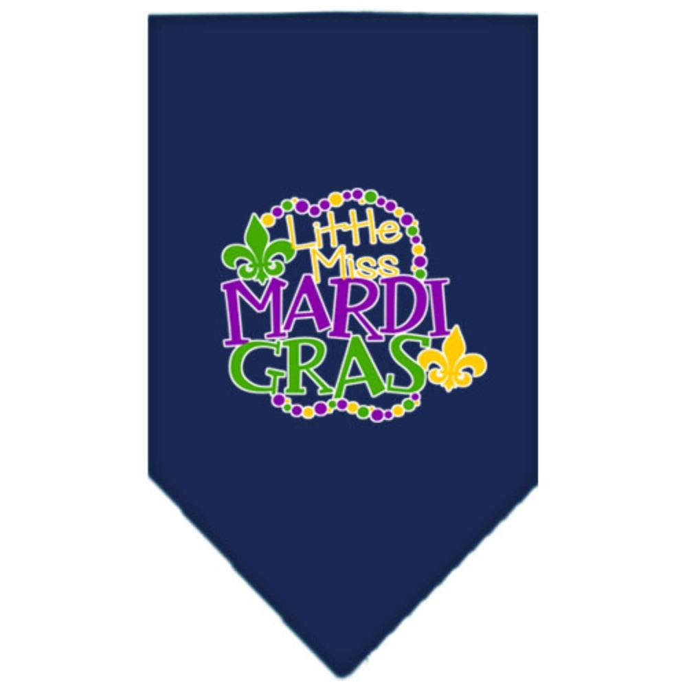 Mirage Pet Product Miss Mardi gras Screen Print Mardi gras Bandana Navy Blue Small