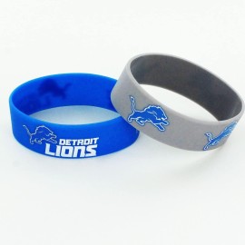 Aminco NFL Detroit Lions Silicone Wide Bracelet, 2-Pack