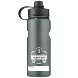 Wide Mouth Water Bottle, 34 oz, BPA Free, Fits in Car Cup Holders, Ergodyne Chill Its 5151,Black