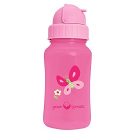 green sprouts Straw Bottle | Silicone straw promotes healthy oral development | Flip-cap locks to prevent spills, 2 straw drinking options: traditional & tilted, Dishwasher safe Pink 10 Ounce