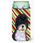 Portuguese Water Dog Candy Cane Holiday Christmas Tall Boy Beverage Insulator Beverage Insulator Hugger