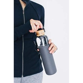 SOMA Glass Water Bottle with Silicone Sleeve, BPA-Free, Gray, 25oz
