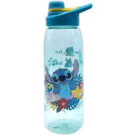 Silver Buffalo Disney Lilo and Stitch Tropical Refill Times Tritan Water Bottle, Screw Top Lid, 28 Ounces