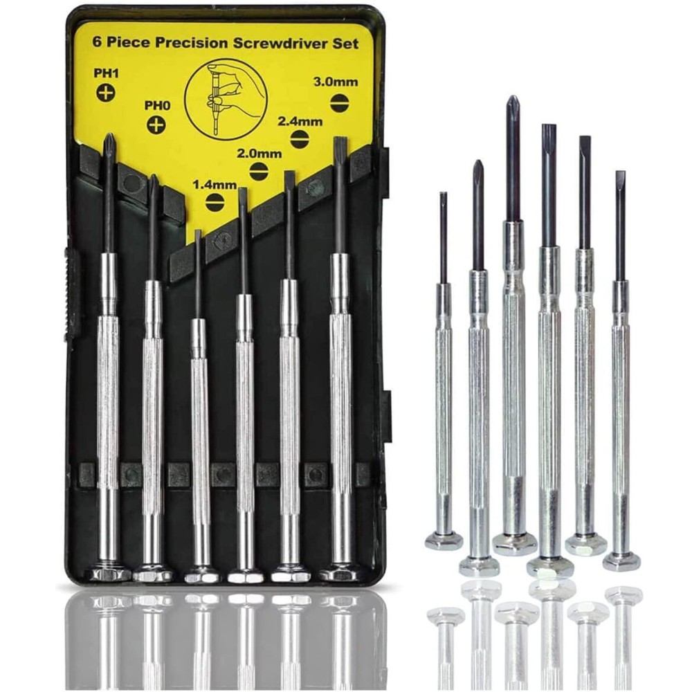 6PcS Mini Screwdriver Set, Small Screwdriver Set with 6 Different Size Flathead and Phillips Screwdrivers, Precision Screwdriver Set for Jewelry, Watch, iPhone, Eyeglass Repair