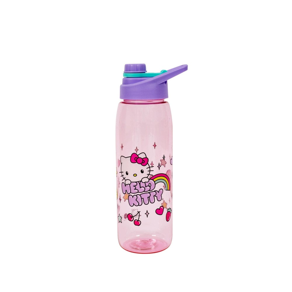 Hello Kitty Rainbow Treat And Stars Water Bottle W/Lid, Plastic