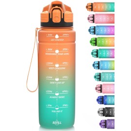 Niggeey 17oz 24oz 32oz Water Bottles, Motivational Water Bottle with Time Marker, Leakproof & BPA Free Tritan Material, Drinking Sports Water Bottle Perfect for Fitness, Gym & School