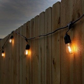 Holiday Lighting Outlet LED Outdoor Patio Lights | 46-Foot Hanging Outdoor String Lights | Includes 16 Dimmable 1.5 Watt Edison Filament Bulb Cafe Lights | Weatherproof Commercial Grade