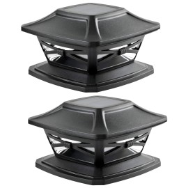 Davinci Lighting Flexfit Solar Outdoor Post Cap Lights - Includes Bases for 4x4 5x5 6x6 Wooden Posts - Bright LED Light - Slate Black (2 Pack)
