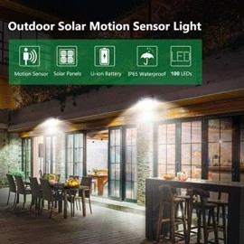 Luposwiten 100 LED Solar Lights Outdoor, 2000 Lumens Waterproof Wireless Solar Motion Sensor Lights Light with 125