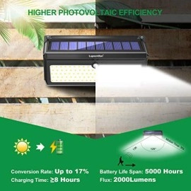 Luposwiten 100 LED Solar Lights Outdoor, 2000 Lumens Waterproof Wireless Solar Motion Sensor Lights Light with 125