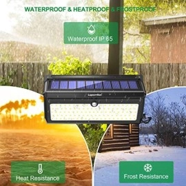 Luposwiten 100 LED Solar Lights Outdoor, 2000 Lumens Waterproof Wireless Solar Motion Sensor Lights Light with 125