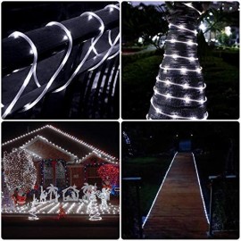 LE LED Rope Light with Timer, Low Voltage, 8 Mode, Waterproof, Daylight White, 33ft 100 LED, Indoor Outdoor Plug in Light Rope and String for Deck, Patio, Bedroom, Boat, Landscape Lighting and More