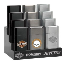 43521 - Ronson Harley Davidson HD JetLite Blister Card Assortment 12 Pack