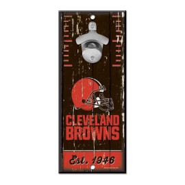 WinCraft NFL Cleveland Browns Bottle Opener5x11 Wood Sign Bottle Opener, Team Colors, 5