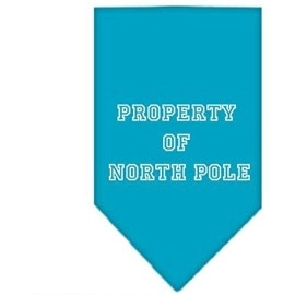 Mirage Pet Products Property of North Pole Screen Print Bandana Turquoise Large