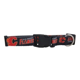 Littlearth Unisex-Adult NHL Calgary Flames Pet Collar, Team Color, Medium