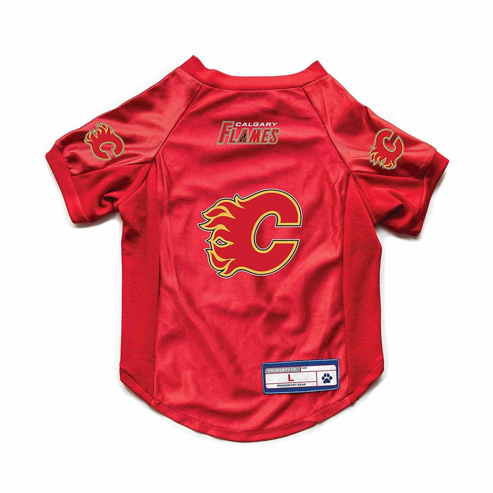 Littlearth Unisex-Adult NHL Calgary Flames Stretch Pet Jersey, Team Color, X-Large