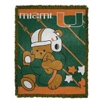 The Northwest Company NCAA Miami Hurricanes Unisex-Baby Woven Jacquard Tapestry Throw Blanket, 36