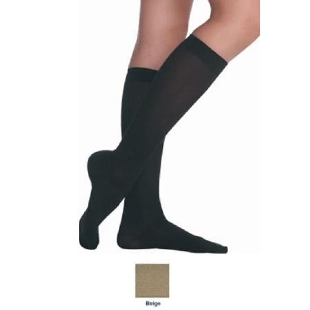 Soft Knee 30-40 mmHg Compression Stocking with Regular Length Full Foot, Size V - Beige