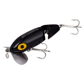 Arbogast Jitterbug Topwater Bass Fishing Lure Excellent For Night Fishing Black G675 Jointed Clicker 3 12 In 58 Oz G67