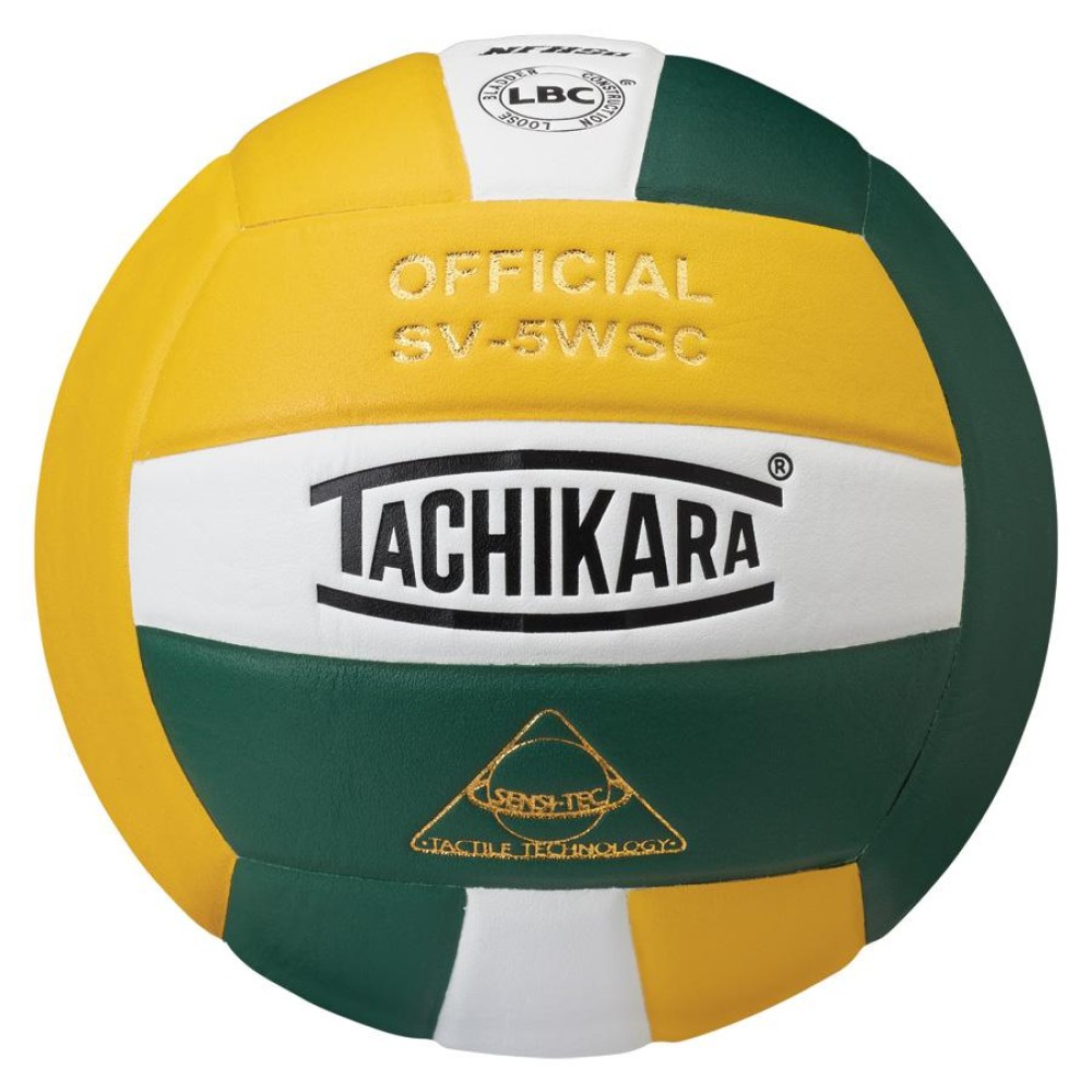 Tachikara SV5WSC Sensi-Tec Composite Volleyball (Gold, White and Dark Green)