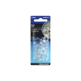 Hillman 122262 Clear Push Pins 16 Per Pack - Pack of 10