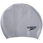 Speedo Unisexadult Swim Cap Silicone Long Hair Silver