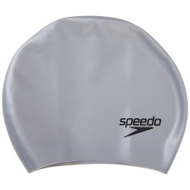 Speedo Unisexadult Swim Cap Silicone Long Hair Silver