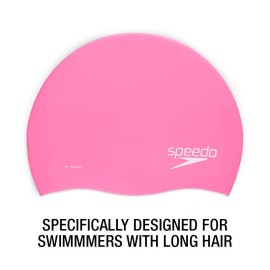 Speedo Unisexadult Swim Cap Silicone Long Hair White One Size