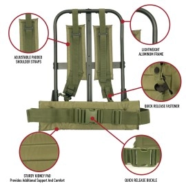 Rothco Alice Pack Frame With Attachments Includes Padded Shoulder Straps And Kidney Pad Waistbelt Lightweight Aluminum Const