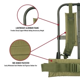 Rothco Alice Pack Frame With Attachments Includes Padded Shoulder Straps And Kidney Pad Waistbelt Lightweight Aluminum Const