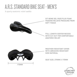 Planet Bike Ars Standard Bike Seat Mens Blacksilver