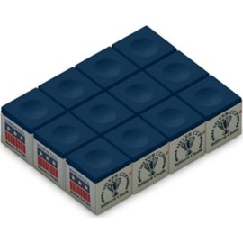 Silver Cup Billiardpool Cue Chalk Box Blue 12 Cubes