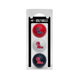 Team Golf Ncaa Ole Miss Rebels 3 Golf Ball Pack Regulation Size Golf Balls 3 Pack Full Color Durable Team Imprint