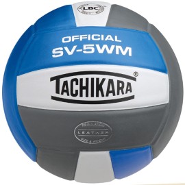 Tachikara SV5WM Leather Indoor Volleyball (Blue, White and Silver)