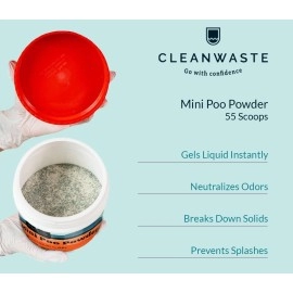 Cleanwaste Portable Mini Poo Powder Deodorizing Waste Treatment 55 Scoops Pee And Poop Gelling Powder For Camping Travel E