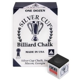 Silver Cup Billiard Chalk One Dozen Black