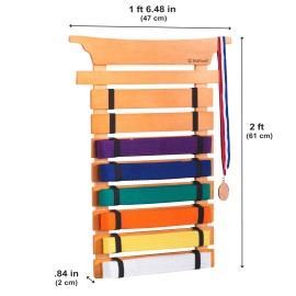 Kidkraft Martial Arts Wooden Belt Holder Hanging Display For 8 Belts Unpersonalized