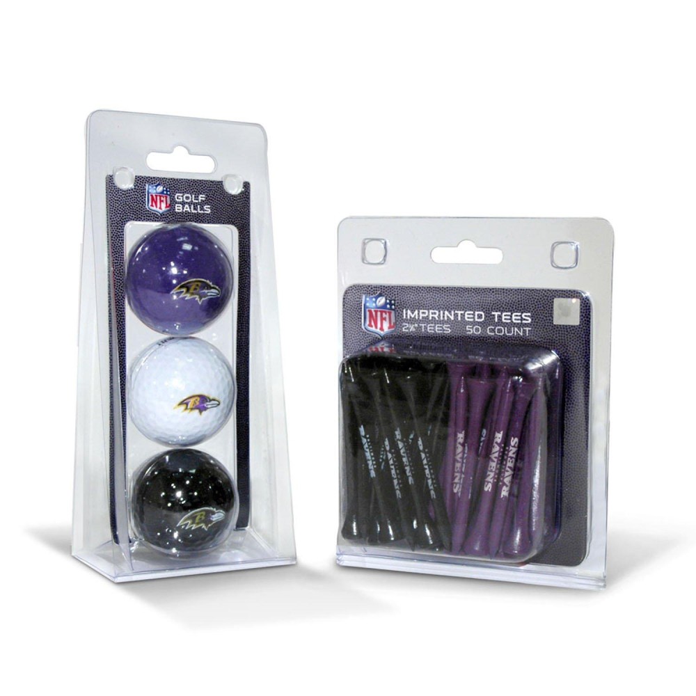 Team Golf Nfl Baltimore Ravens 3 Golf Balls And 50 Golf Tees Logo Imprinted Golf Balls 3 Count 234 Regulation Golf Tees