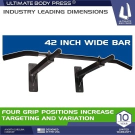 Ultimate Body Press Wall Mount Pull Up Bar With 4 Grip Positions And Upgraded Design For 2019