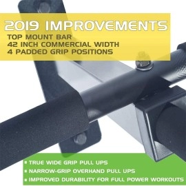 Ultimate Body Press Wall Mount Pull Up Bar With 4 Grip Positions And Upgraded Design For 2019