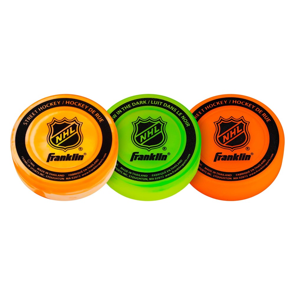 Franklin Sports Nhl Street Hockey Pucks No Bounce Indoor Outdoor Street Roller Hockey Puck Official Size For Games 3 P