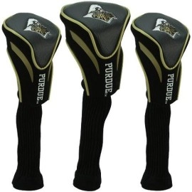 Team Golf NCAA Purdue Boilermakers Contour Golf Club Headcovers (3 Count) Numbered 1, 3, & X, Fits Oversized Drivers, Utility, Rescue & Fairway Clubs, Velour lined for Extra Club Protection