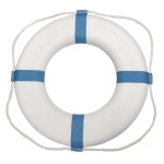 Taylor Made Products Decorative Life Ring White With Blue Stripes 25 Outer Diameter Safety Preserver For Decoration On Boat