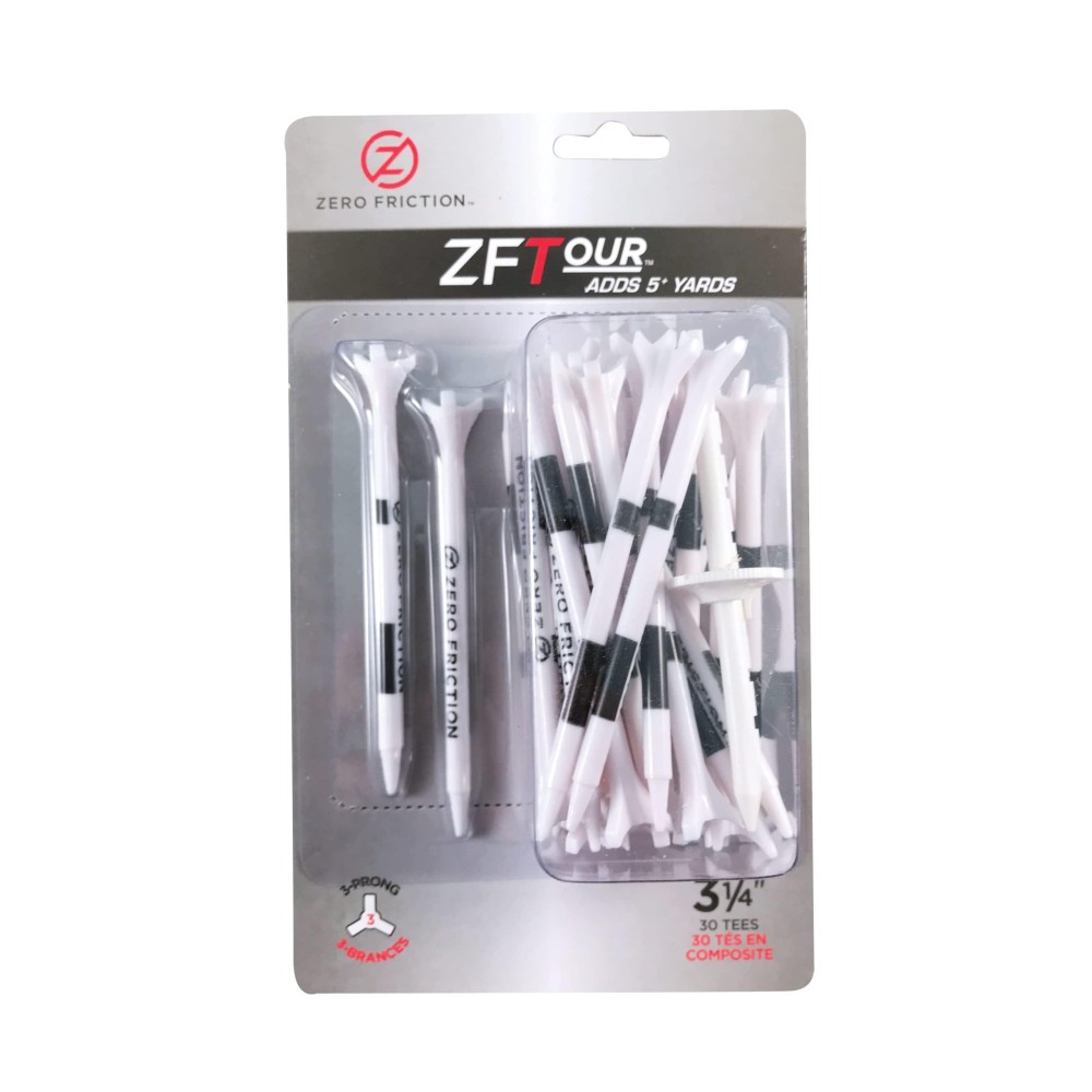 Zero Friction Tour 3Prong Golf Tees 314 Inch White Pack Of 30