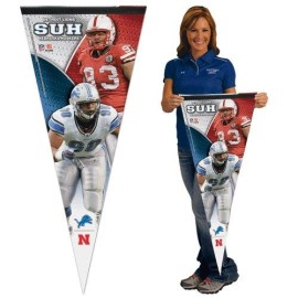 Nebraska Cornhuskers/Detroit Lions Pennant 12x30 Premium Style Ndamukong Suh Design CO