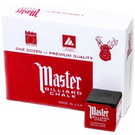 Master Billiardpool Cue Chalk Box 12 Cubes Black