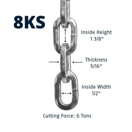 Abus Hardened Steel 8Ks 2 Foot 516 Thick Square Security Chain For Bikes Containers Trailers Atvs Motorcycles And Person